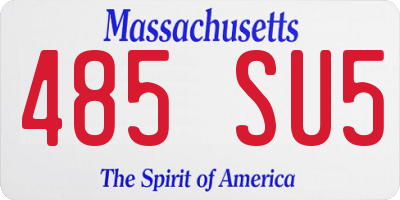 MA license plate 485SU5