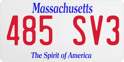 MA license plate 485SV3