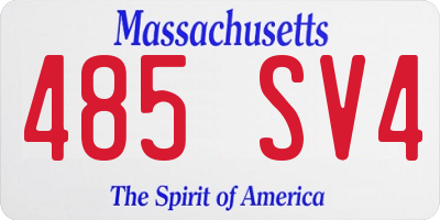 MA license plate 485SV4