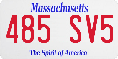 MA license plate 485SV5