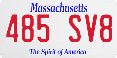 MA license plate 485SV8