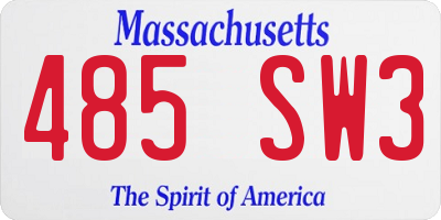 MA license plate 485SW3