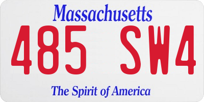 MA license plate 485SW4