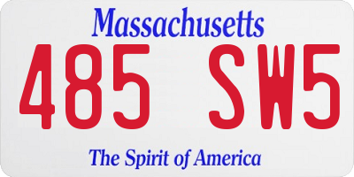 MA license plate 485SW5