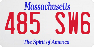 MA license plate 485SW6