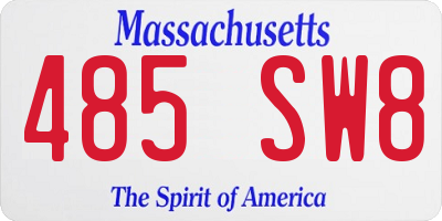 MA license plate 485SW8