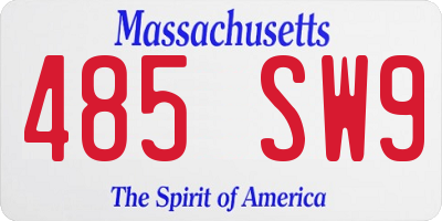 MA license plate 485SW9
