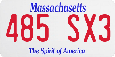 MA license plate 485SX3