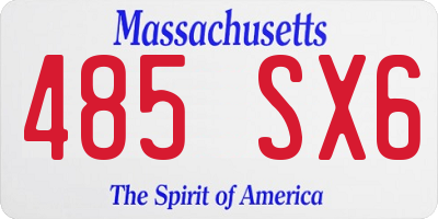 MA license plate 485SX6