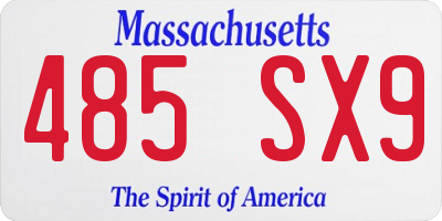 MA license plate 485SX9