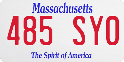 MA license plate 485SY0