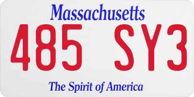 MA license plate 485SY3