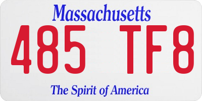 MA license plate 485TF8