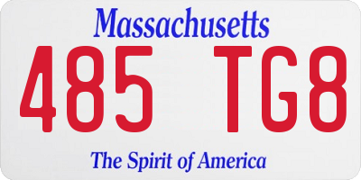 MA license plate 485TG8