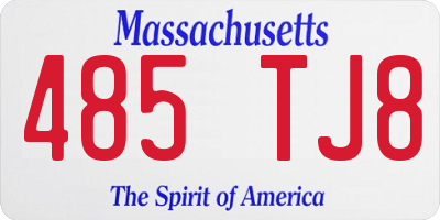 MA license plate 485TJ8
