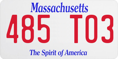 MA license plate 485TO3