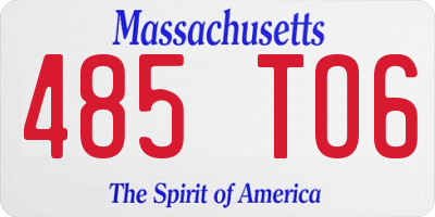 MA license plate 485TO6