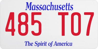 MA license plate 485TO7