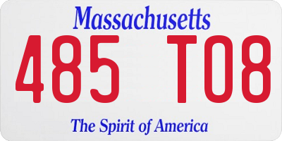 MA license plate 485TO8