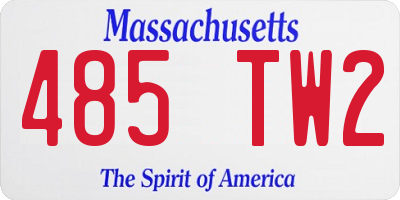 MA license plate 485TW2