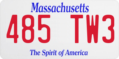 MA license plate 485TW3