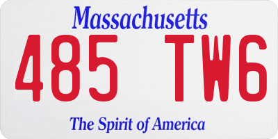 MA license plate 485TW6