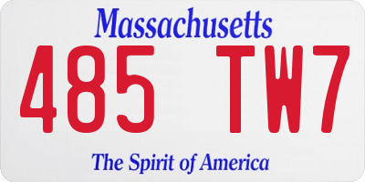 MA license plate 485TW7