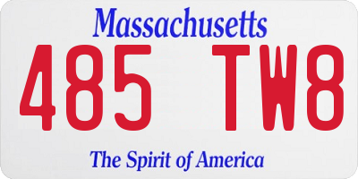 MA license plate 485TW8