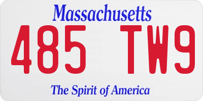 MA license plate 485TW9