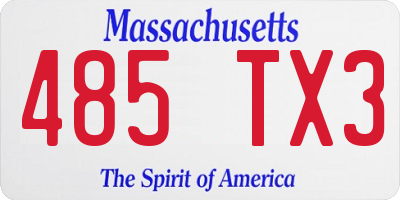 MA license plate 485TX3