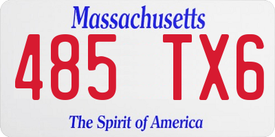 MA license plate 485TX6