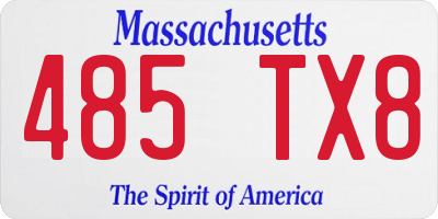 MA license plate 485TX8