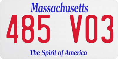 MA license plate 485VO3