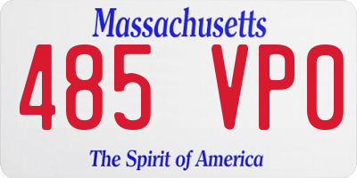 MA license plate 485VP0