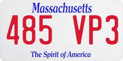 MA license plate 485VP3