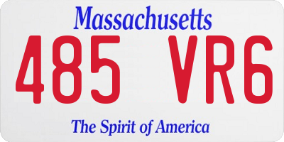 MA license plate 485VR6