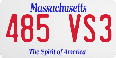 MA license plate 485VS3
