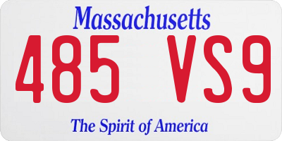 MA license plate 485VS9