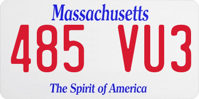 MA license plate 485VU3