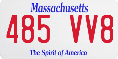 MA license plate 485VV8