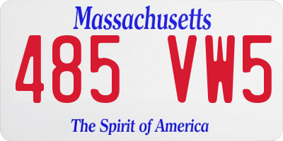MA license plate 485VW5