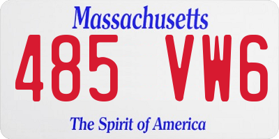 MA license plate 485VW6