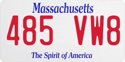 MA license plate 485VW8