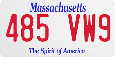 MA license plate 485VW9