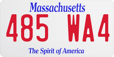 MA license plate 485WA4