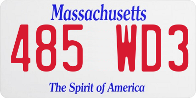 MA license plate 485WD3