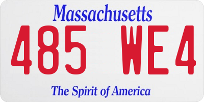 MA license plate 485WE4