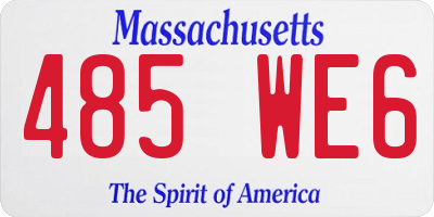 MA license plate 485WE6
