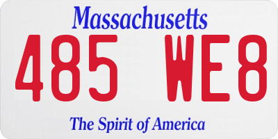 MA license plate 485WE8