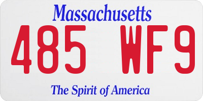 MA license plate 485WF9